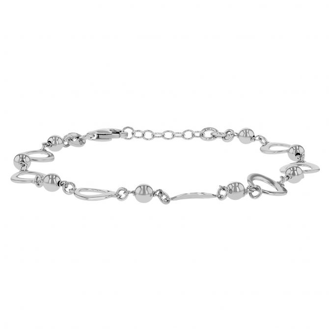 Sterling Silver Open Circle & Bead Alternating Chain Bracelet, 8"