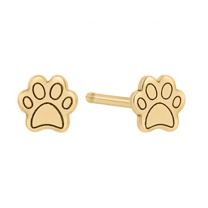 Zoe Chicco Itty Bitty Yellow Gold Paw Print Stud Earrings