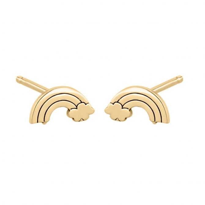 Zoe Chicco Itty Bitty Yellow Gold Rainbow Stud Earrings