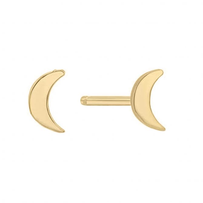 Zoe Chicco Itty Bitty Yellow Gold Crescent Moon Stud Earrings