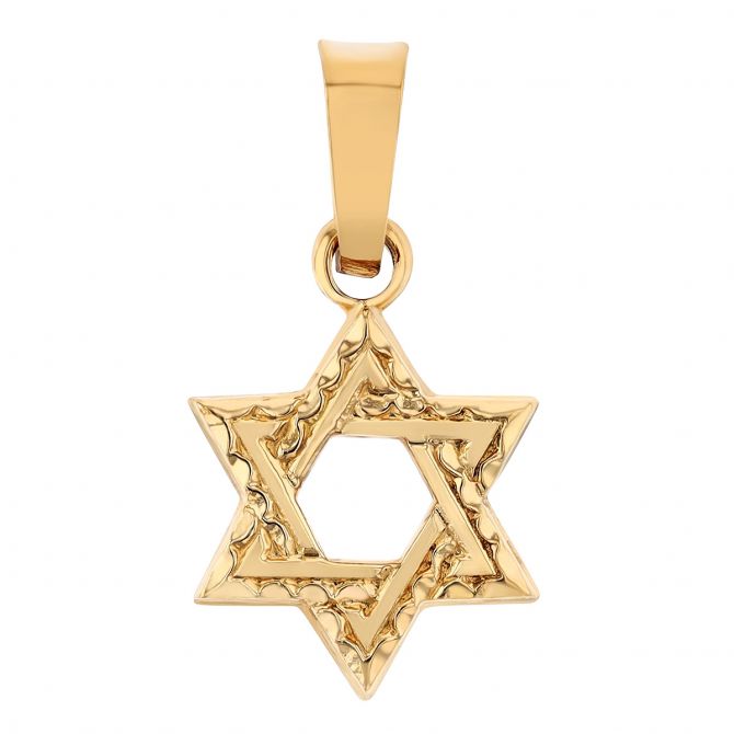 Yellow Gold Scalloped Texture Star of David Charm