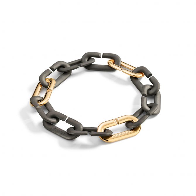 Vhernier Mon Jeu Titanium & Triple Yellow Gold Link Bracelet