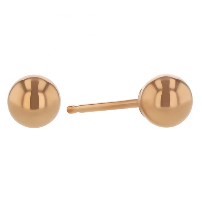 Rose Gold Ball Stud Earrings, 4 mm