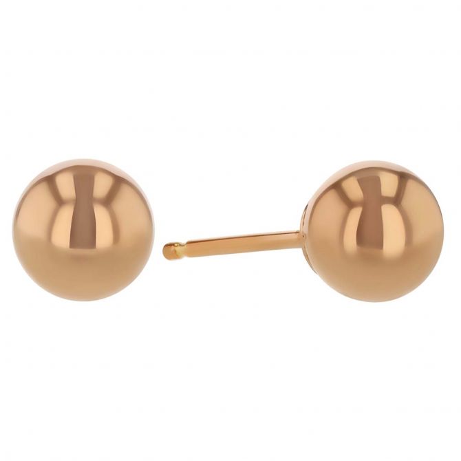 Rose Gold Ball Stud Earrings, 5 mm