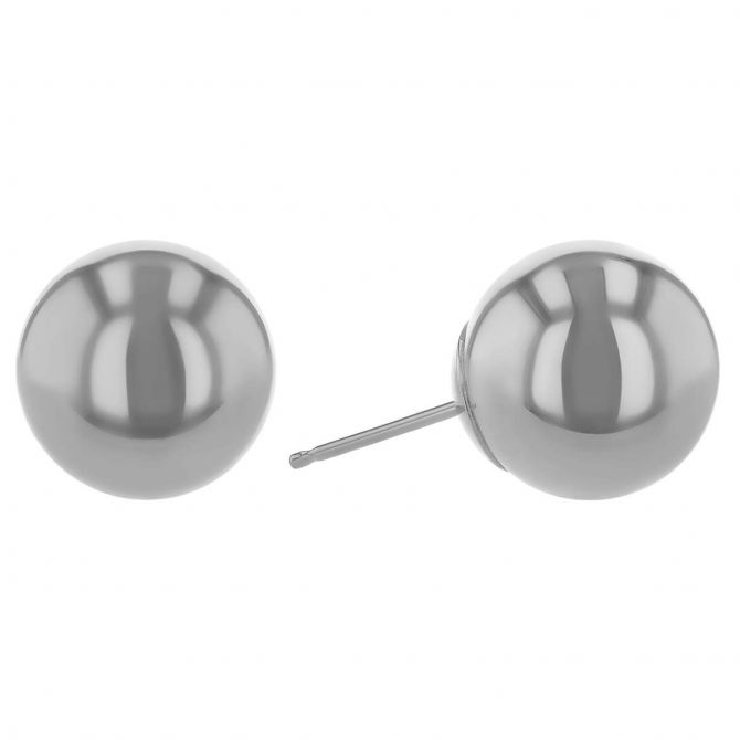 White Gold Ball Stud Earrings, 10 mm