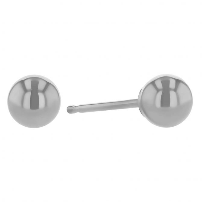 Sterling Silver Ball Stud Earrings, 4 mm