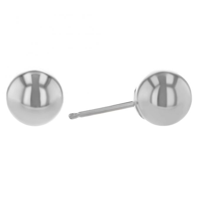 Sterling Silver Ball Stud Earrings, 6 mm