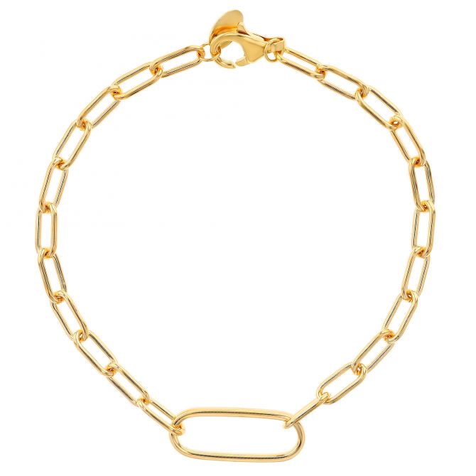 Pesavento Yellow Gold Vermeil Petite Paperclip Link Chain Bracelet with Single Large Link 7.5"