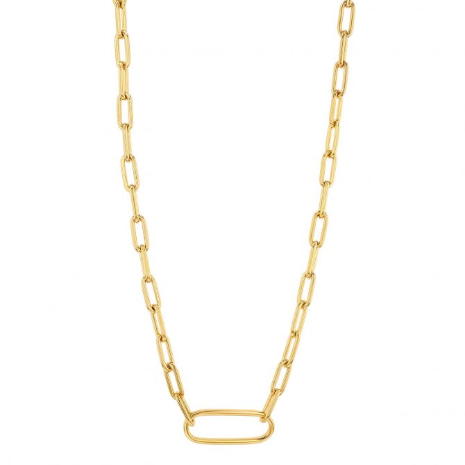 Pesavento Elegance Yellow Gold Vermeil Paperclip Link Chain Necklace with Large Link, 16"