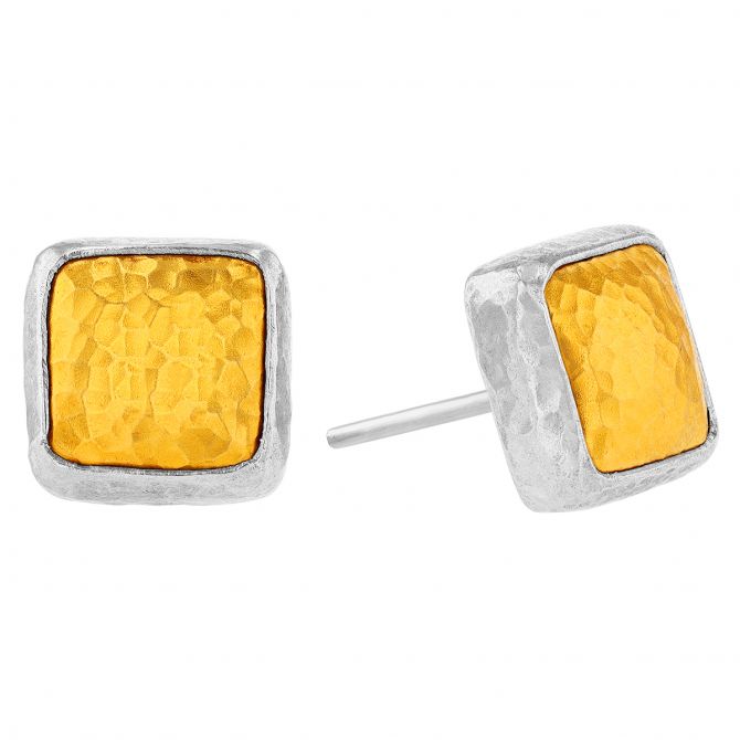 Gurhan Sterling Silver & Yellow Tone Square Stud Earrings