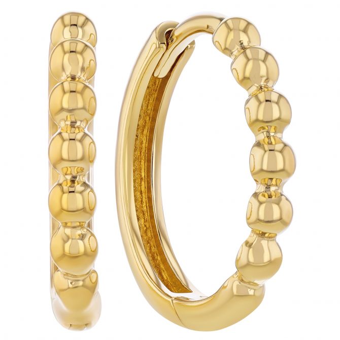 Yellow Gold Beaded Hoop Earrings