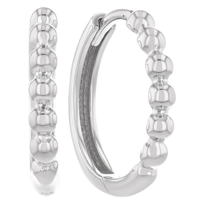 White Gold Beaded Hoop Earrings