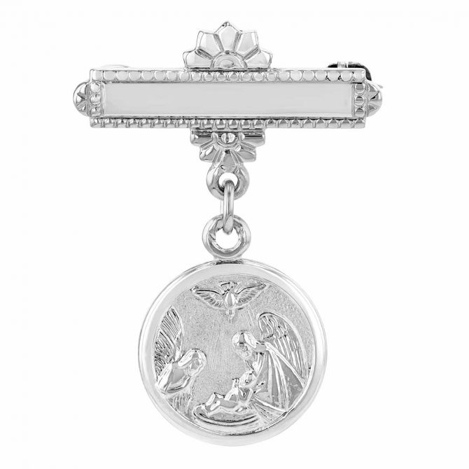 Sterling Silver Bar & Guardian Angel Charm Pin