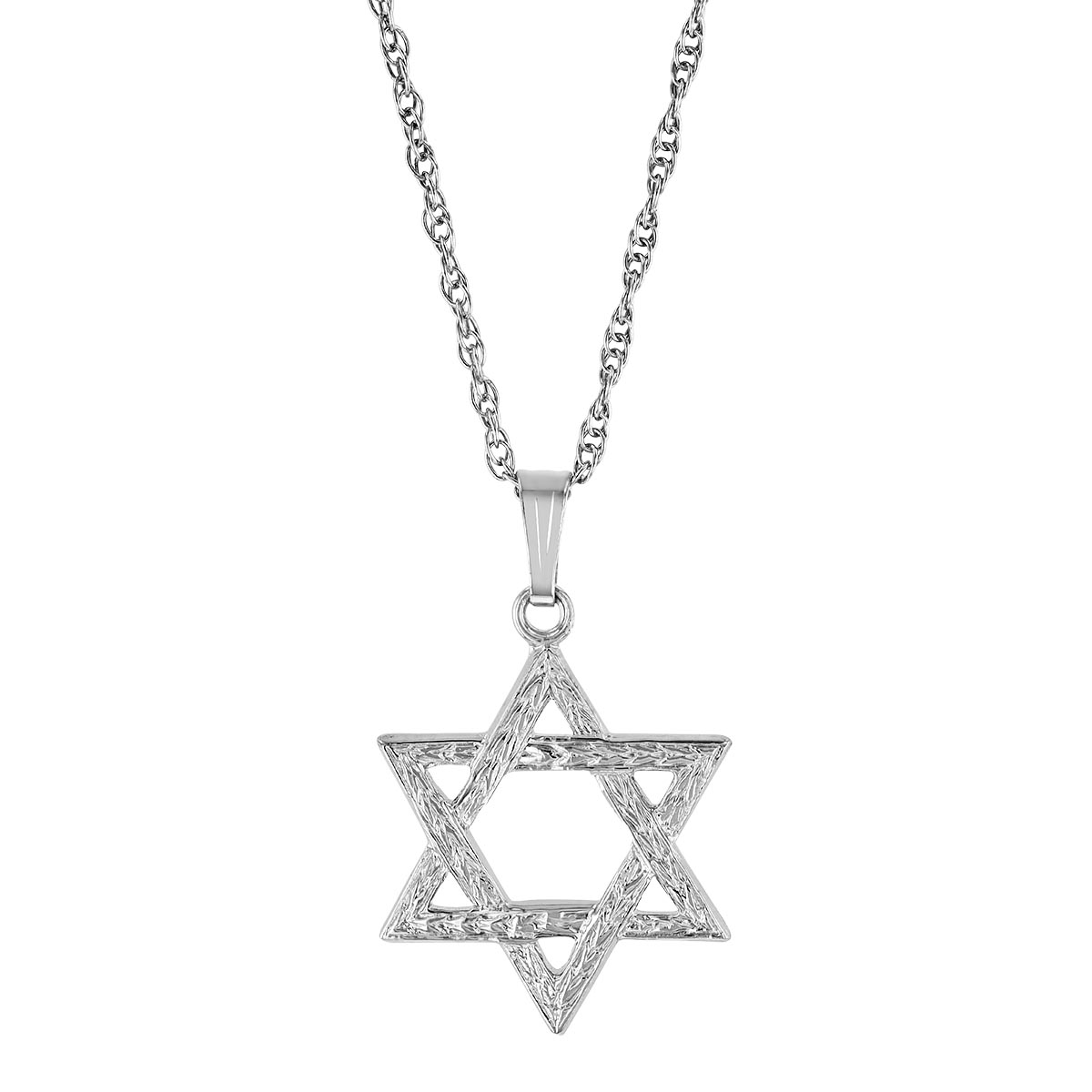 Sterling Silver Textured Star of David Pendant, 18