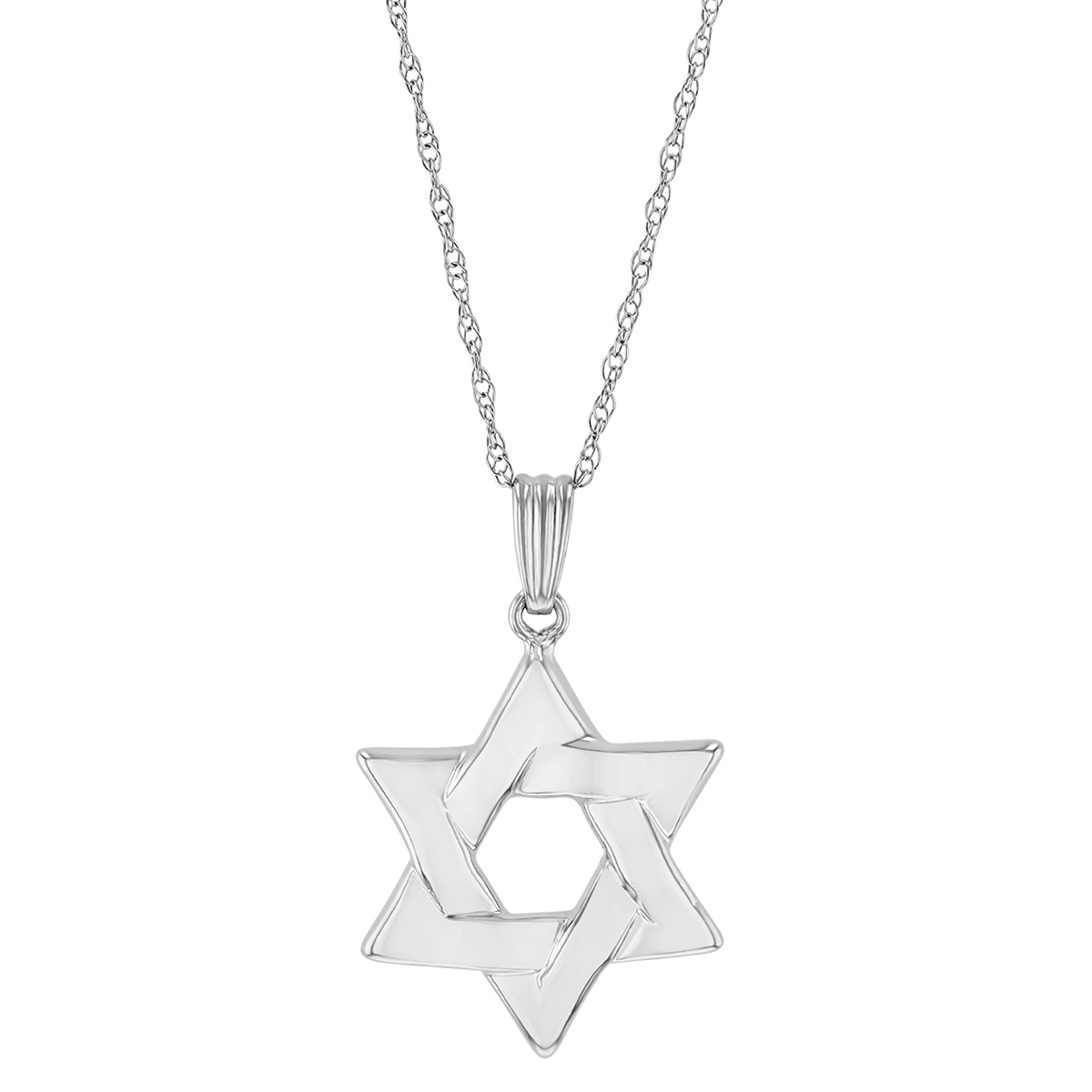 White Gold Woven Star of David Pendant, 18