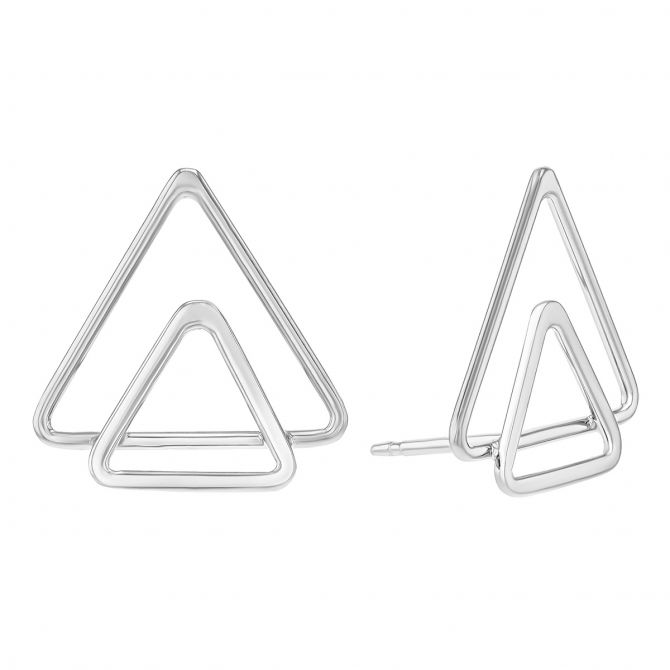 Silver Earrings Double Triangle Stud – NinaBreddal