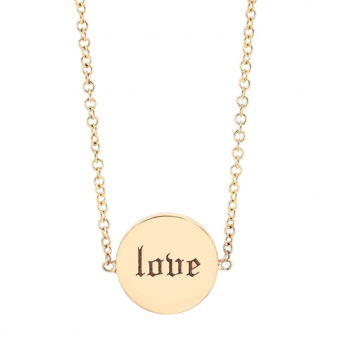 Zoe Chicco Yellow Gold Love & XOXO Flip Disc Pendant, 16"