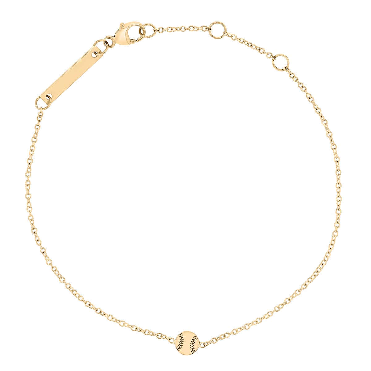 Zoe Chicco Yellow Gold Itty Bitty Baseball Bracelet, 7