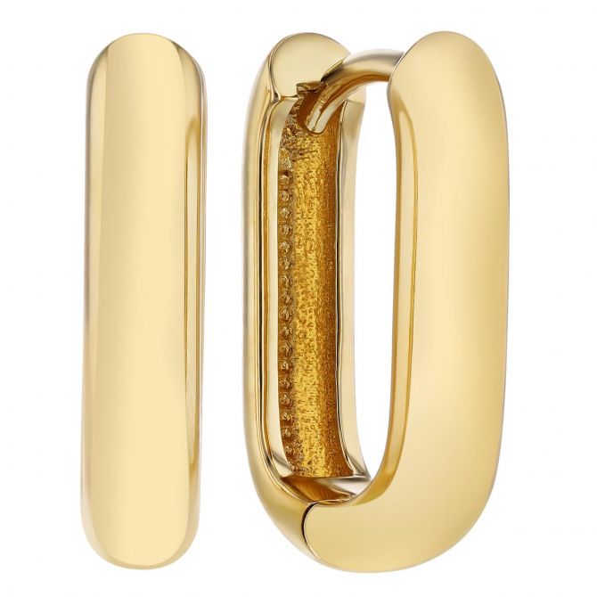 Yellow Gold Soft Rectangle Chubby Hoop Earrings