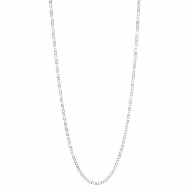 White Gold 1.95 mm Curb Chain Necklace, 16"