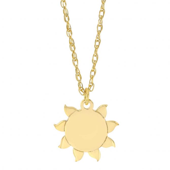 Yellow Gold Mini Sun Pendant, 18"