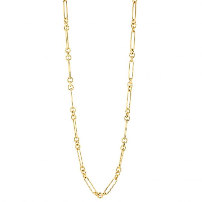 Yellow Gold Alternating Paperclip & Round Link Chain Necklace, 18