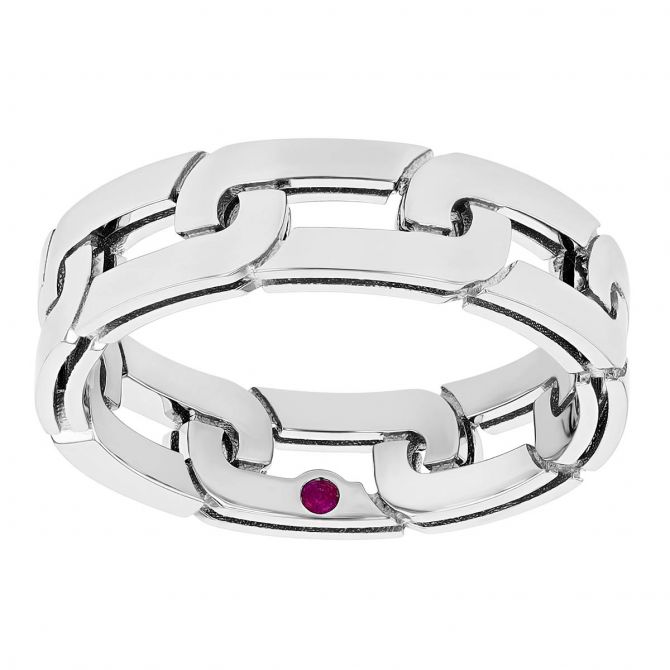 Roberto Coin Navarra White Gold Link Band Ring