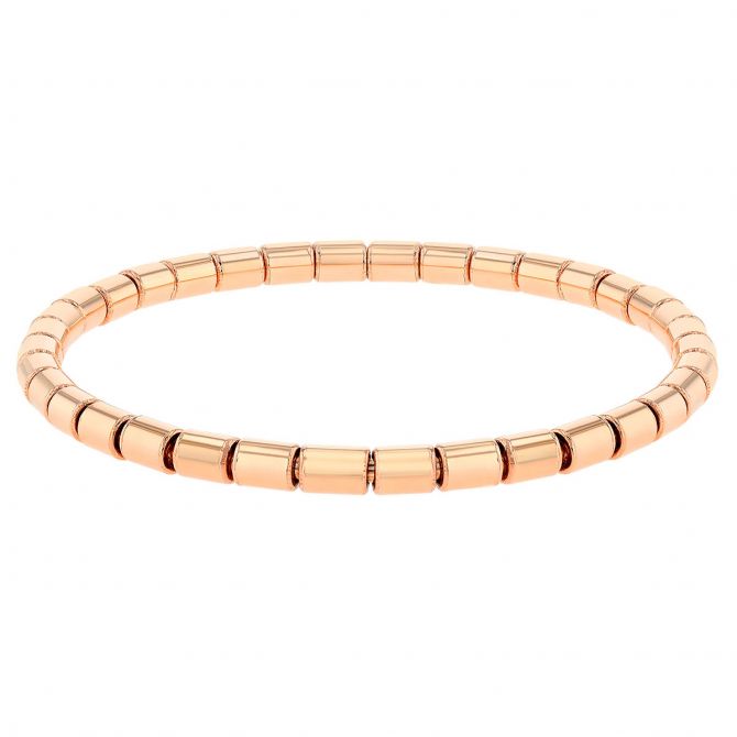 Frederic Sage Tamburo Rose Gold Tube Bead Stretch Bracelet, Large