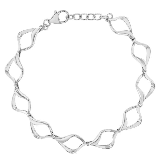 Sterling Silver Open Wave Link Bracelet, 8.5"