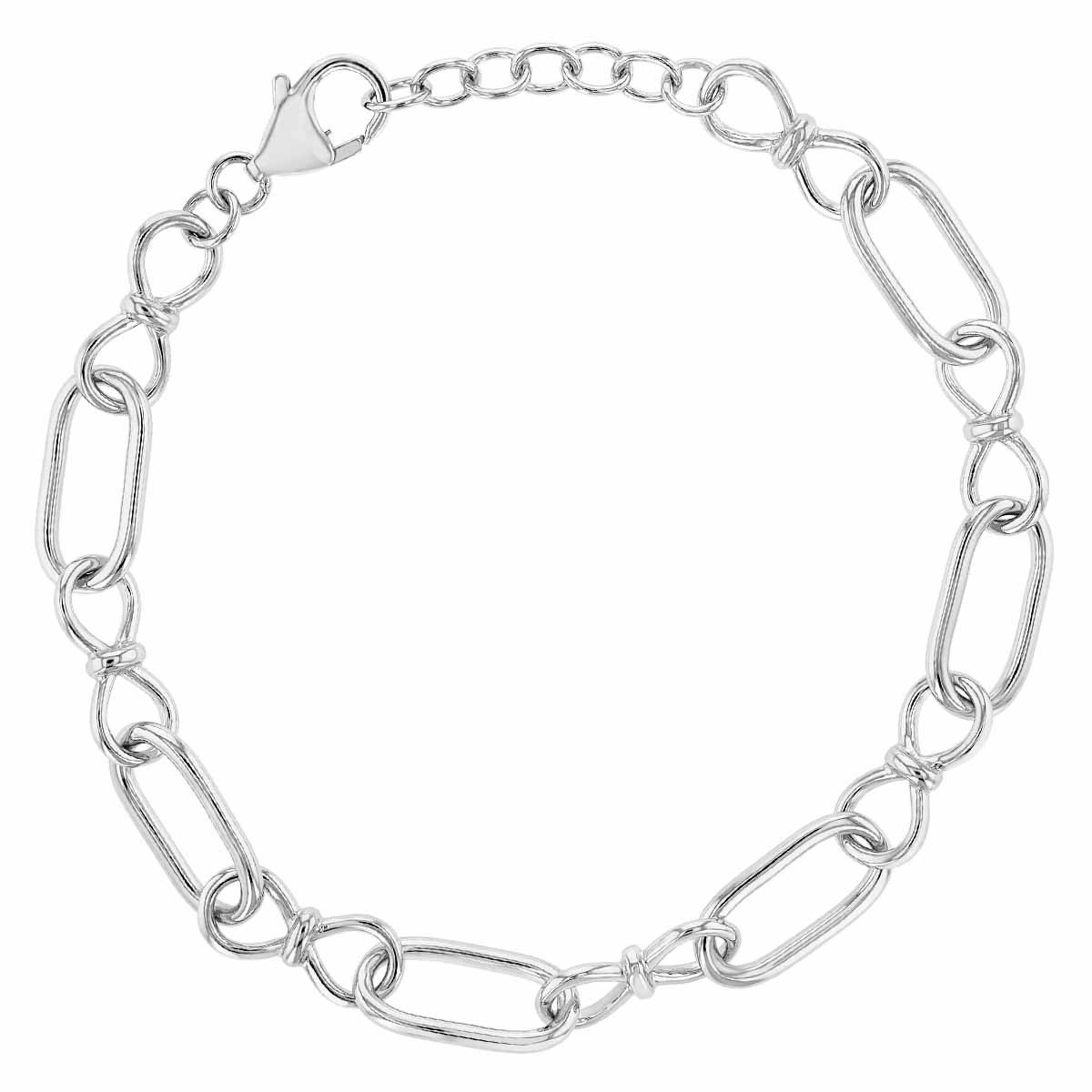 Sterling Silver Oval & Round Link Chain Bracelet, 8.5