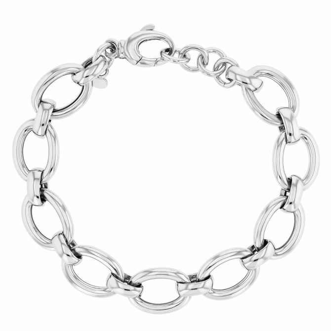 Sterling Silver Large Oval Link Chain Bracelet, 9"