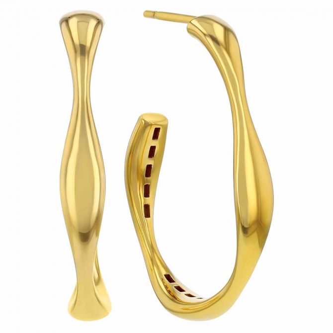 Pesavento Elegance Yellow Gold Vermeil Wave J-Hoop Earrings