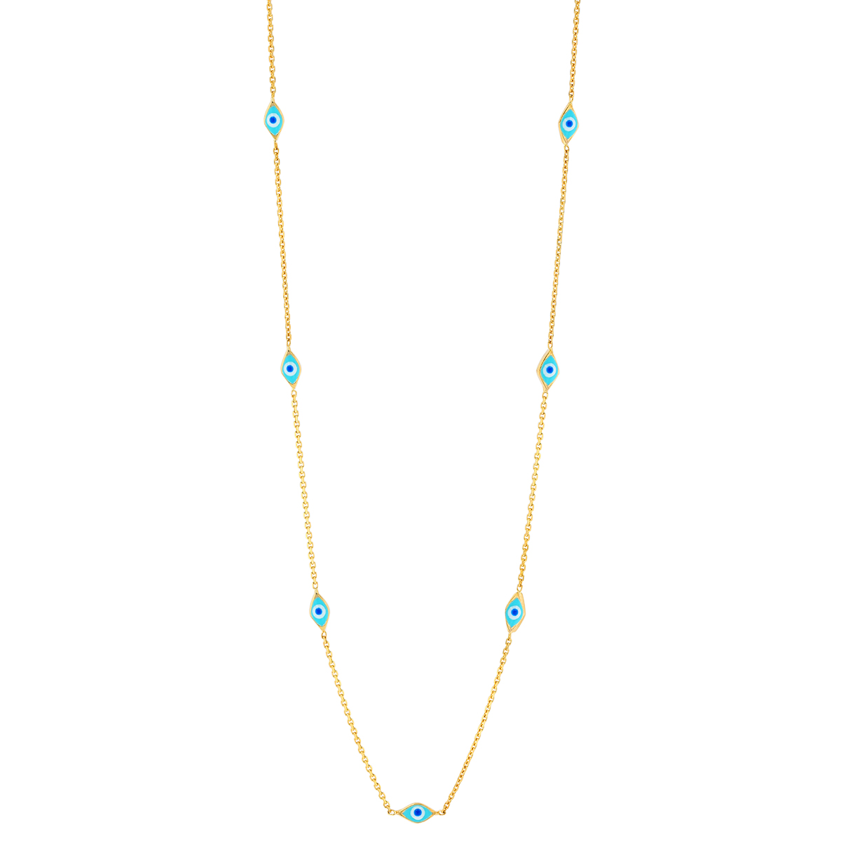 Blue Enamel Evil Eye Station Necklace In Yellow Gold Borsheims