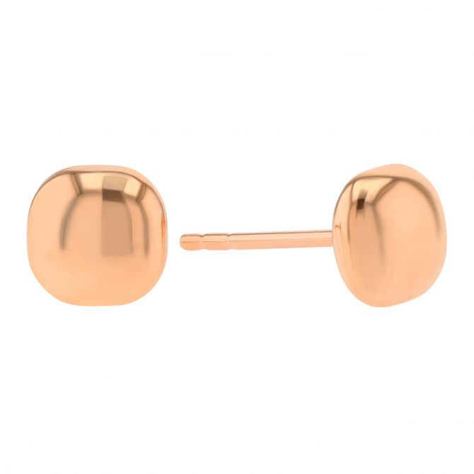 Rose Gold Dainty Square Button Stud Earrings, 6 mm