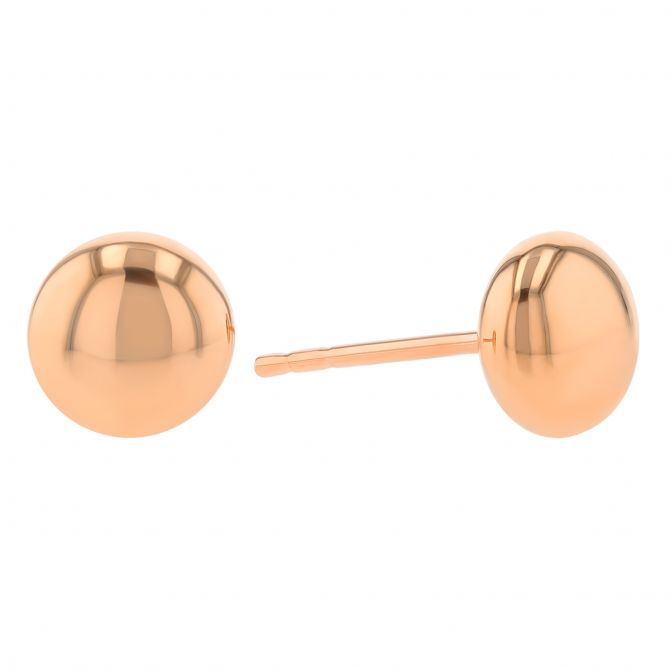 Rose Gold Dainty Button Stud Earrings, 7 mm