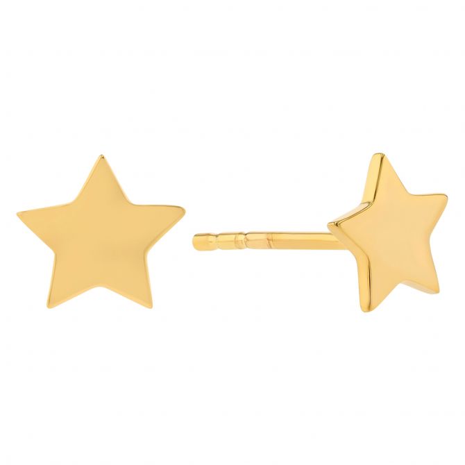 Yellow Gold Dainty Star Stud Earrings