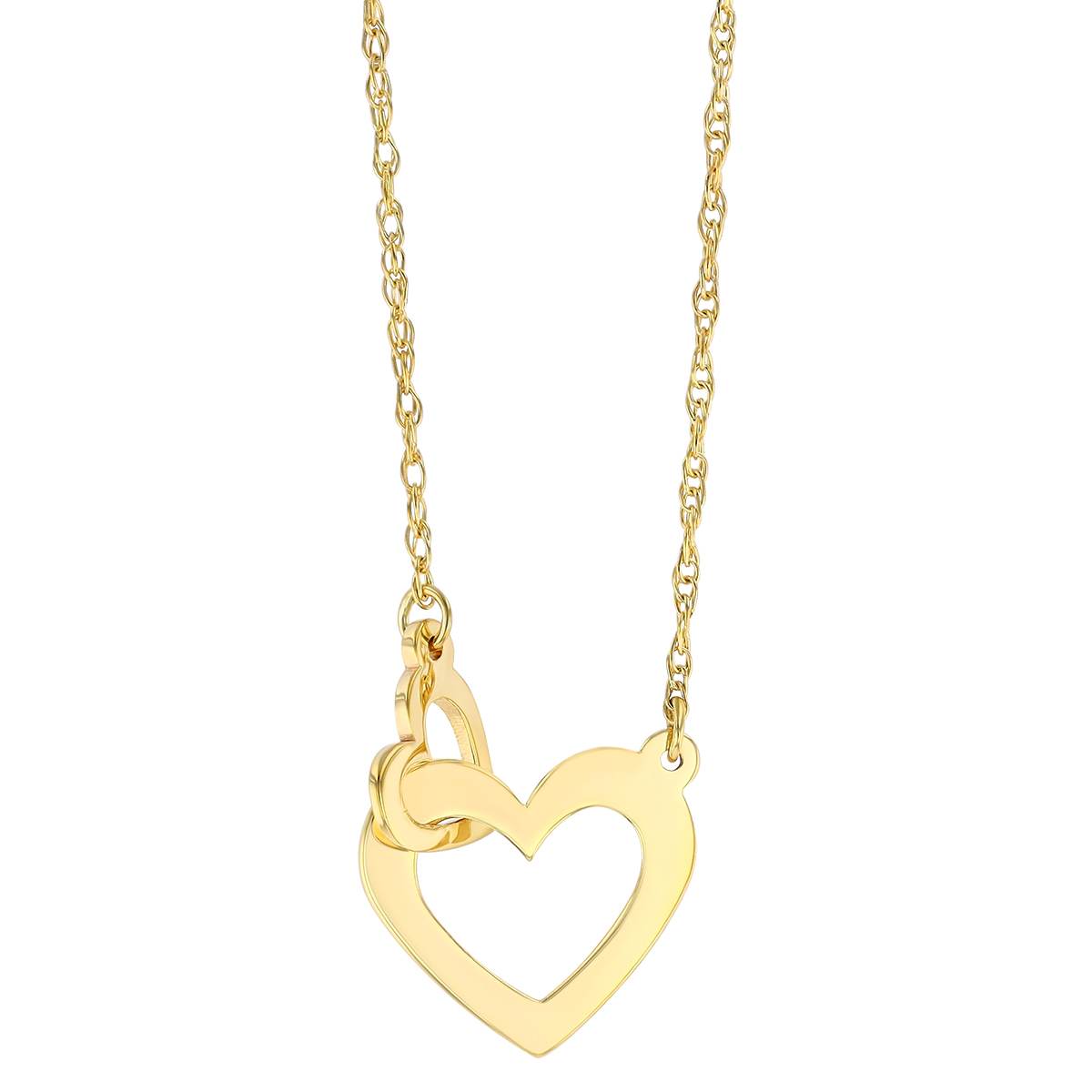 Yellow Gold Interlocking Heart Necklace, 18