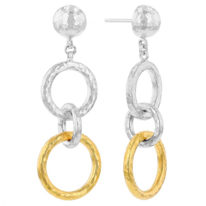 Gurhan Sterling Silver & Yellow Gold Vermeil Triple Link Dangle Earrings