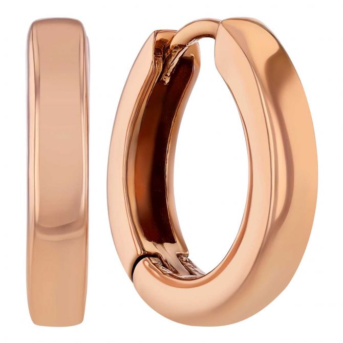 Rose Gold Square Edge Hinged Huggie Hoop Earrings, 3 x 15 mm