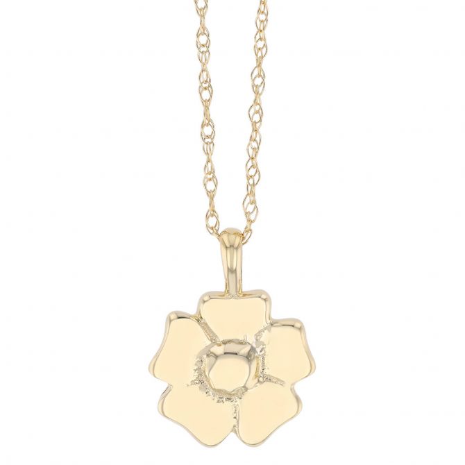 Yellow Gold Flower Pendant, 18"