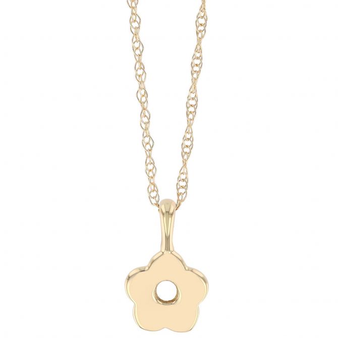 Yellow Gold Open Flower Pendant, 18"