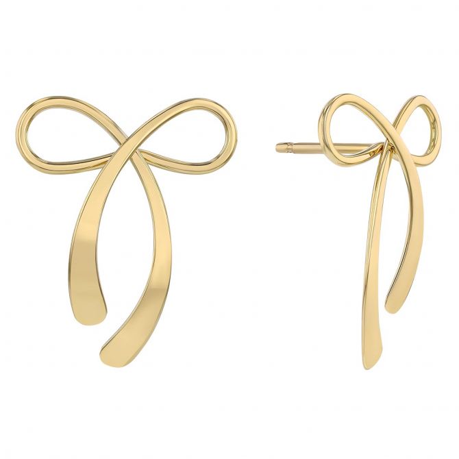 Yellow Gold Bow Stud Earrings