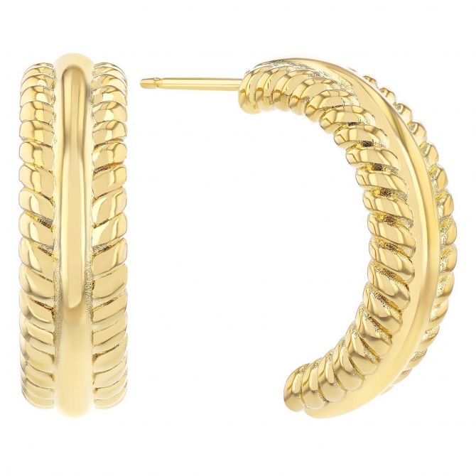 Yellow Gold Twist Half Hoop Earrings