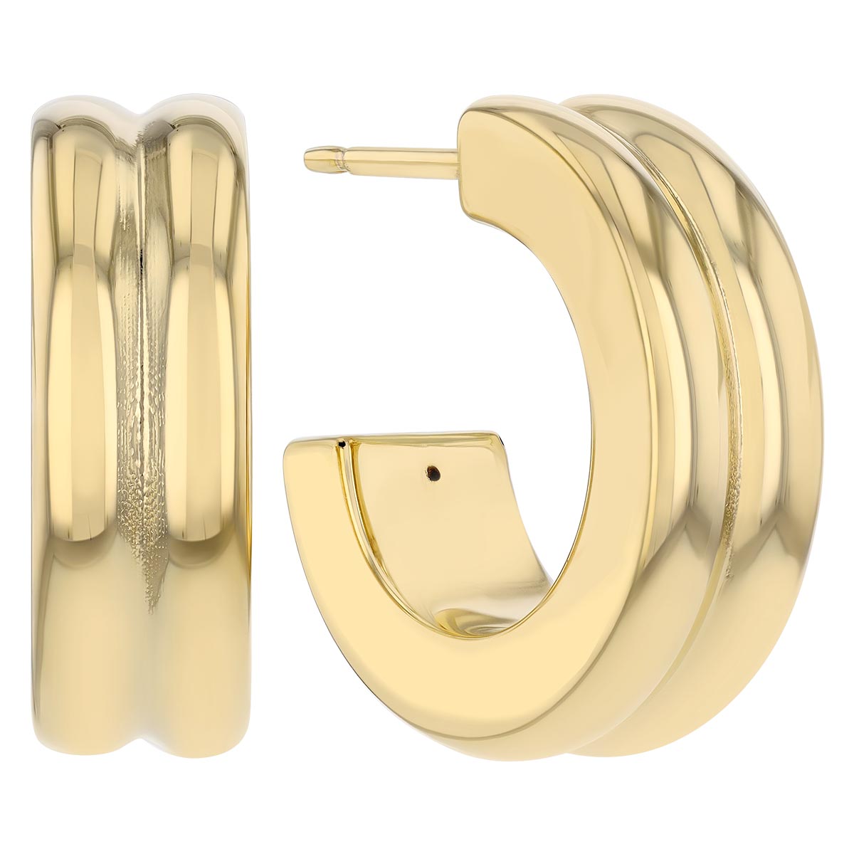 Yellow Gold Double Rounded Open Hoop Earrings | Borsheims