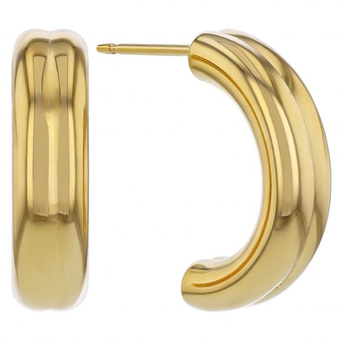 Yellow Gold Double Half Hoop Earrings