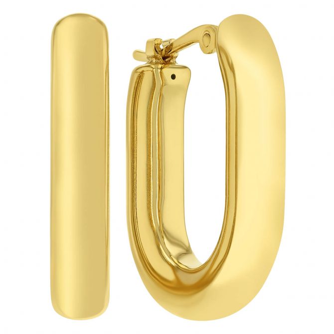 Yellow Gold Rounded U-Shape Hoop Earrings