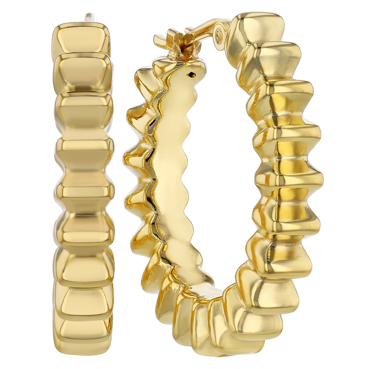 Yellow Gold Ribbed Hoop Earrings Borsheims