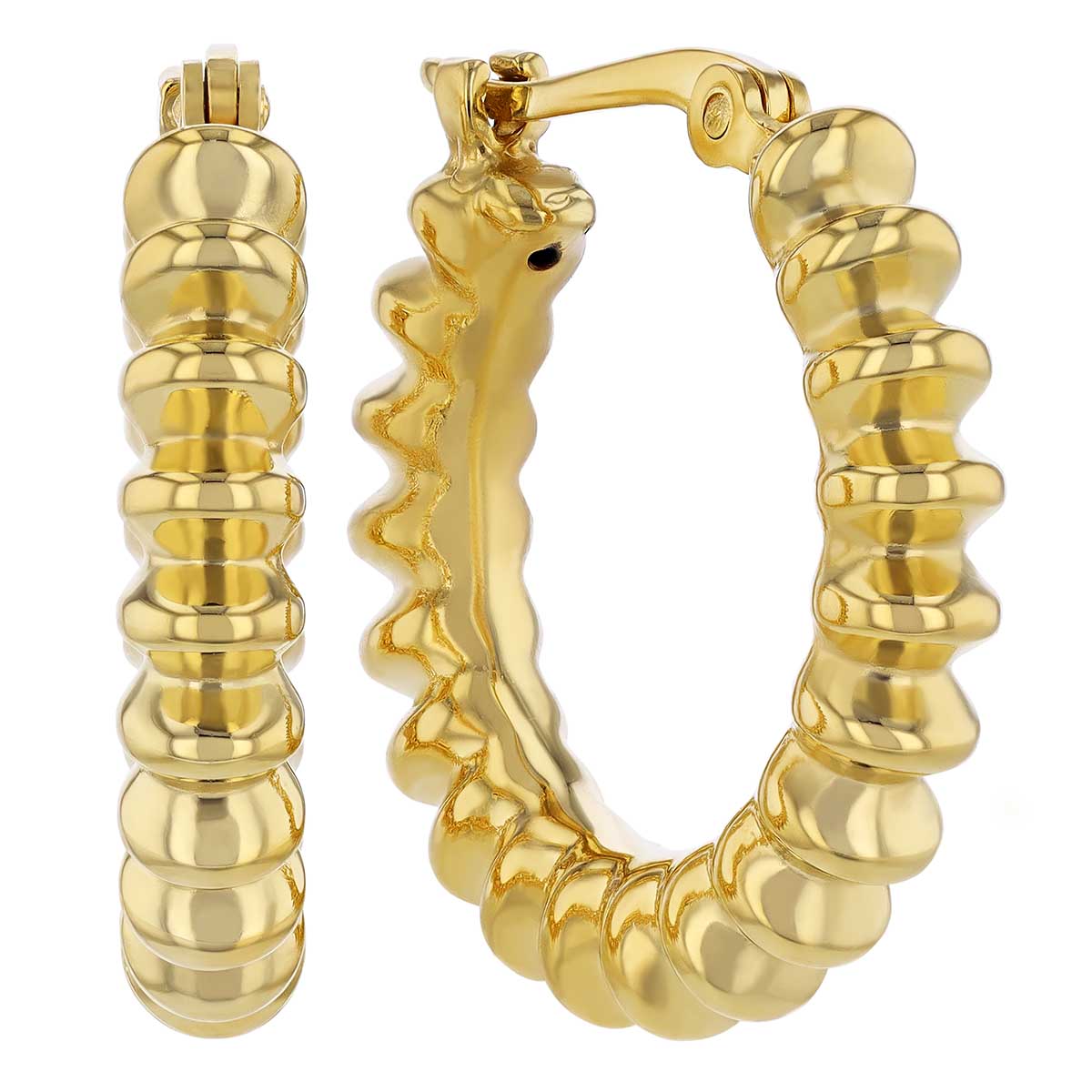 Yellow Gold Ribbed Huggie Hoop Earrings Borsheims