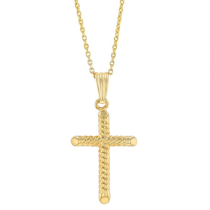 Yellow Gold Small Swirl Cross Pendant