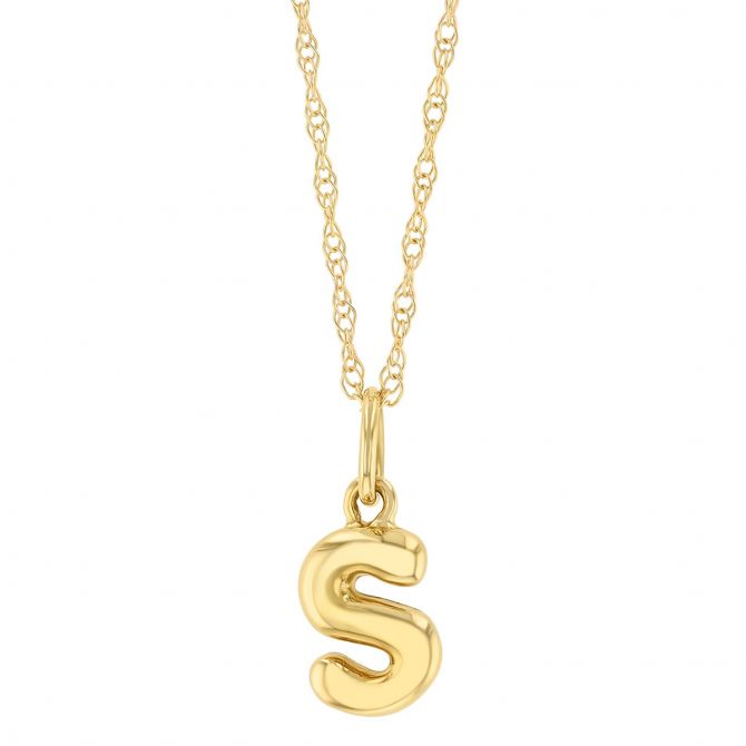 Yellow Gold Initial "S" Necklace, 18"